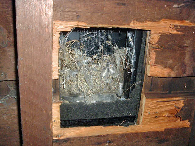 Interior view of blocked vent