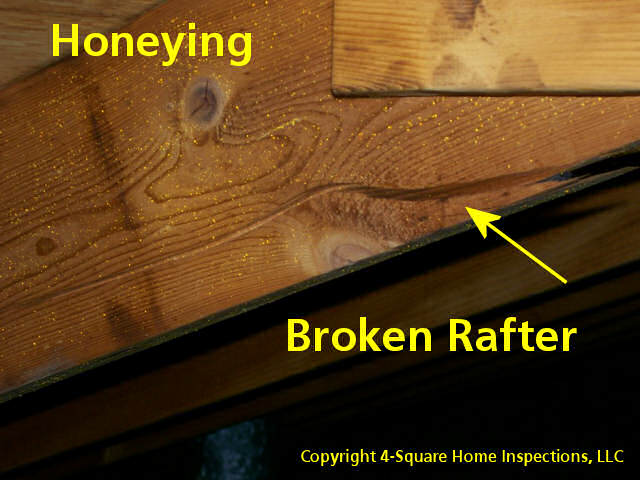 Weakened attic rafter